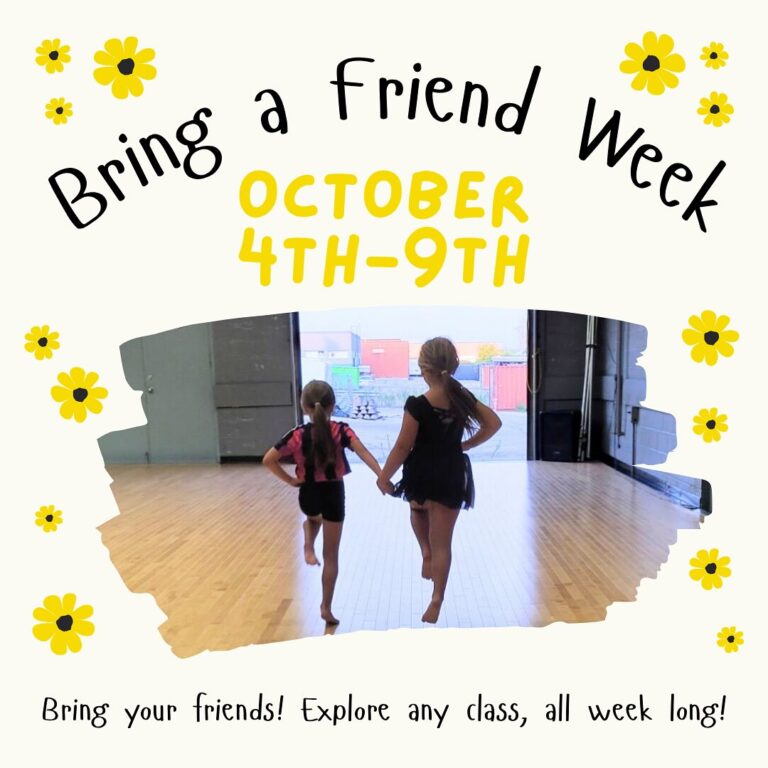 Bring a friend week is right around the corner!!!🌟 Grab your friends and try any class you would like… all week long🎉  This is a great opportunity to take part in a new discipline you’ve been wanting to try out!! Please have your friend visit the front desk before heading into class💓💓💓 See you all on the dance floor💃🏻🕺