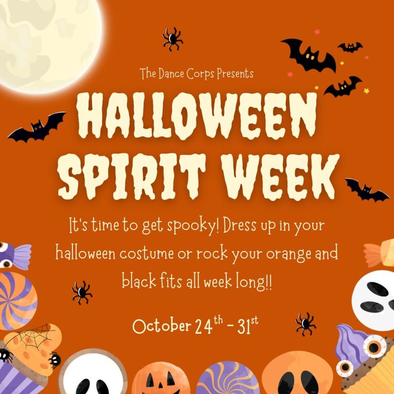 Spooky season just hit The Dance Corps👻Join us all week long for some Halloween fun and show off your Halloween costume or Orange & Black fits!!🧡🖤