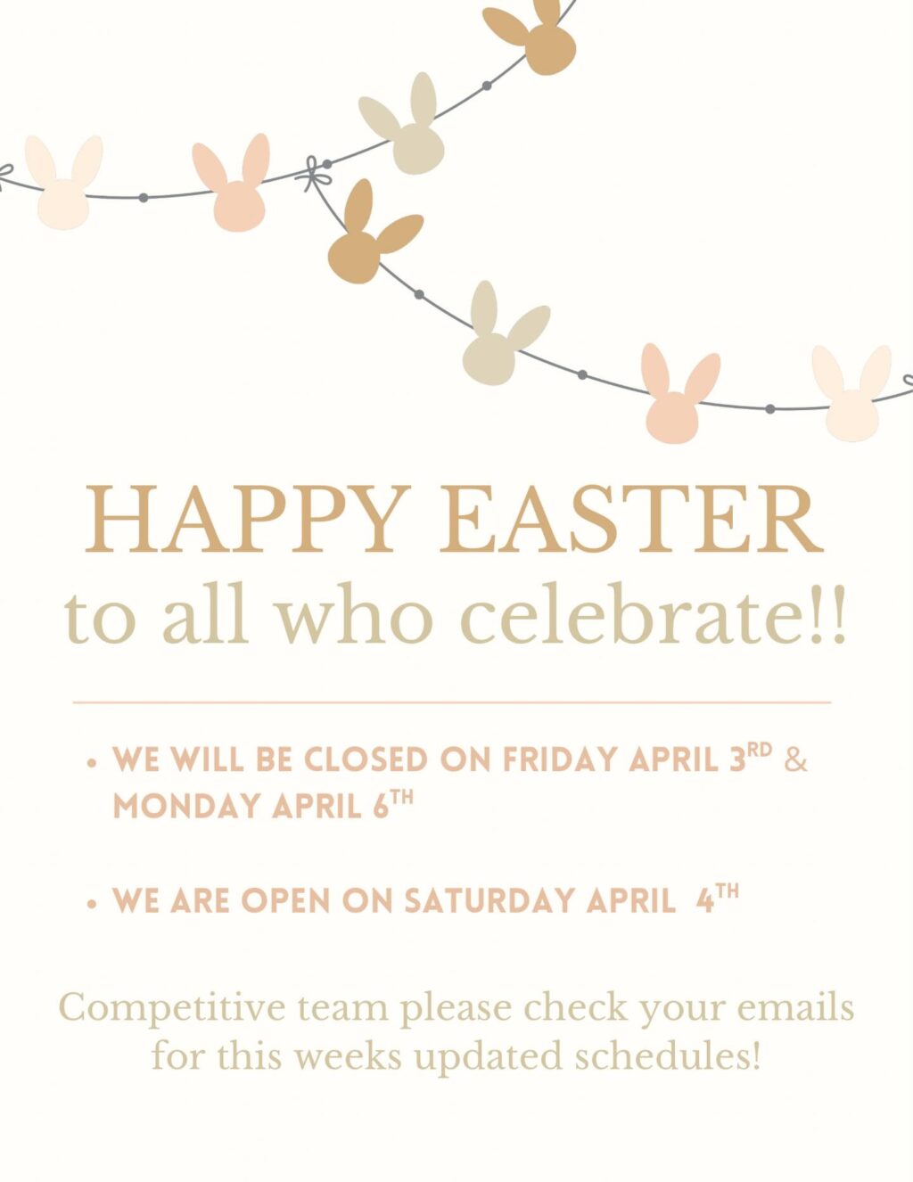 Happy Easter Weekend to all of our TDC Families 🐣🐰